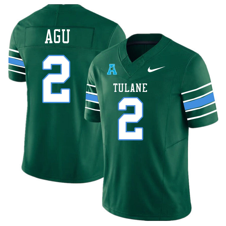 #2 Dickson Agu Tulane Green Wave Jersey College Football Uniforms,Apparels Stitched-Green